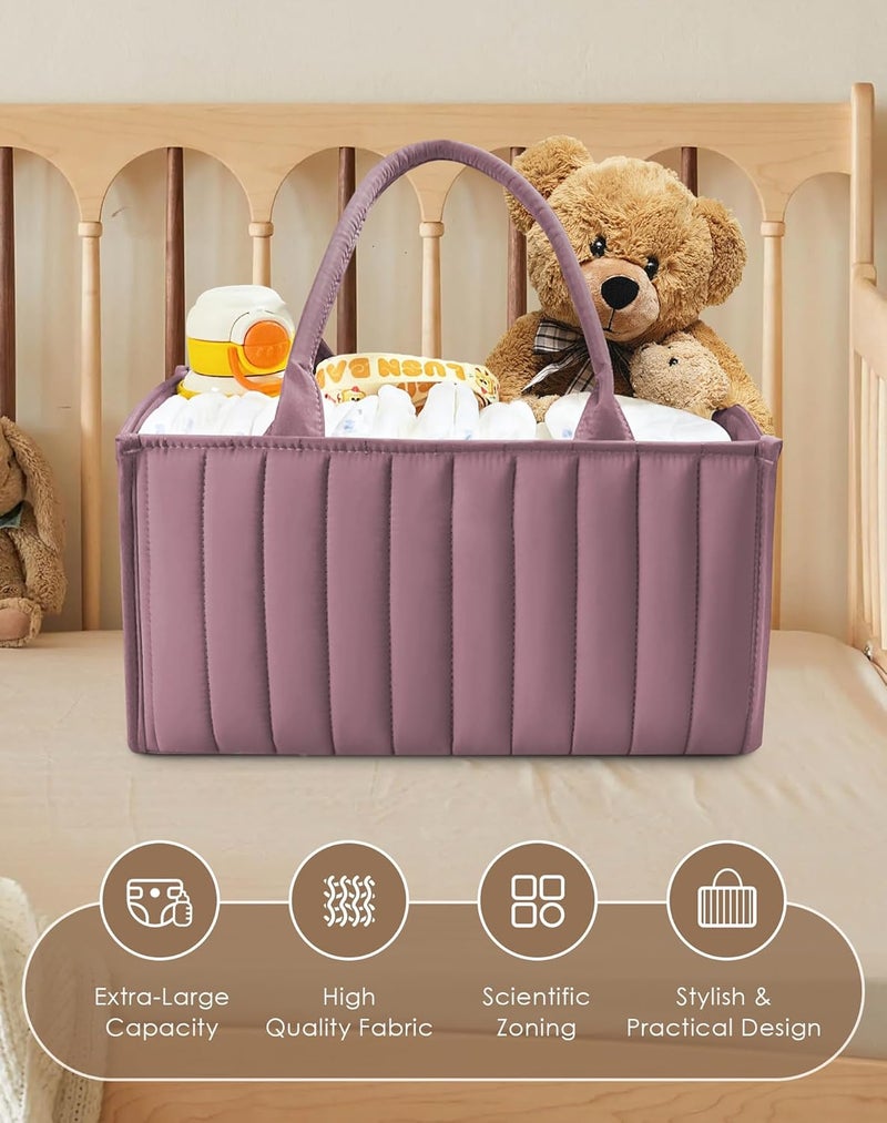 SWEET DOLPHIN منظم حفاضات للأطفال 2-pack، سلال تخزين أنيقة لأساسيات حديثي الولادة، محطة حفاضات وسفر بالسيارة، حزمة قيمة لهدايا حفلات الأطفال وضروريات التسجيل - تان - Image 4